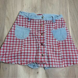 Vintag ESPRIT 90s Y2K Plaid Jean Skort Little Girls Size 7 Blue Red
